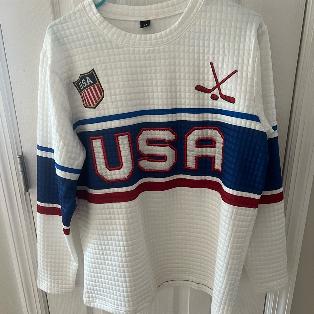 USA Hockey Men White Sweater